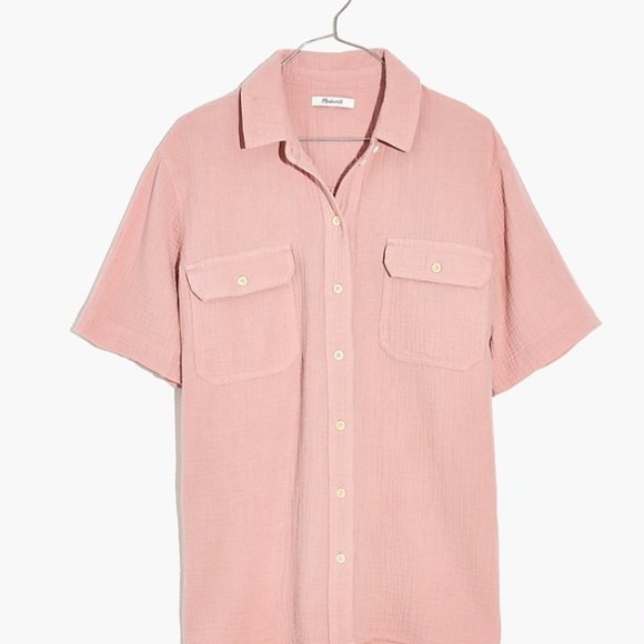 Madewell Lightspun Short-Sleeve Flap-Pocket Shirt - Wisteria Dove - Picture 1 of 6